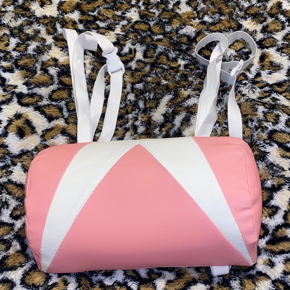 Amazon SoonTrans Pink & White Vibrating Pillow With Straps For Gaming Chair